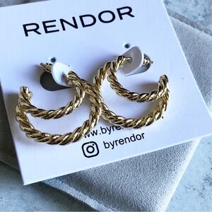 Rendor Victoria Earrings Gold Plated DoubleTwist Hoops